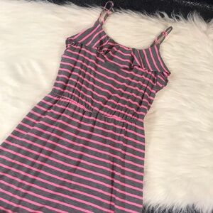 Mossimo grey & pink Striped Ruffle Dress
